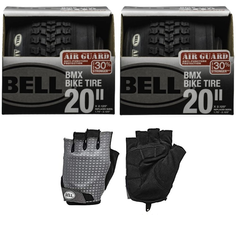 Bell Air Guard 20" BMX Bike Tire 2-Pack & Ramble 600 Reflective Cycling Gloves